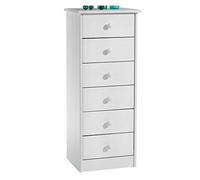 IDIMEX Chiffonnier Rondo Meuble de Rangement Commode apothicaire avec 6 tiroirs, en pin Massif lasuré Blanc