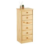 IDIMEX Chiffonnier Rondo Meuble de Rangement Commode apothicaire avec 6 tiroirs, en pin Massif Vernis Naturel
