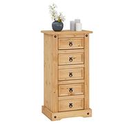 IDIMEX Chiffonnier Salsa Commode en Bois Style Mexicain avec 5 tiroirs, en pin Massif Finition teintée/cirée