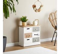 Chiffonnier - IDIMEX - SALVA - 6 tiroirs - Bois de paulownia - Style shabby chic vintage rustique blanc