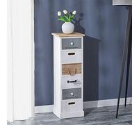 Chiffonnier SALVA petite commode avec 6 tiroirs en bois de paulownia style shabby chic vintage rustique blanc