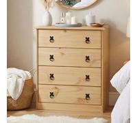 IDIMEX Commode Barrio 4 Grands tiroirs Buffet bahut vaisselier en Bois Style Mexicain, en pin Massif à la Finition teintée et cirée