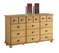 Commode COLMAR chiffonnier apothicaire rangement avec 12 tiroirs en pin massif finition teintée/cirée