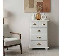 IDIMEX Commode Chambre Colmar L 49 cm en Bois Massif Blanc avec 4 tiroirs, Meuble de Rangement Adulte lasuré avec poignées Coquille en métal Style Maison de Campagne 49 x 80 x 39 cm