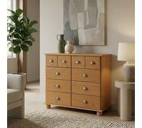 IDIMEX Commode Chambre Colmar L 92 cm 8 tiroirs en Bois Massif Brun chiffonnier apothicaire Rangement avec poignées en métal