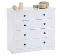 IDIMEX Commode Chambre Paulo L 73 cm en Bois Massif Blanc avec 4 tiroirs, Meuble de Rangement à vêtements pour Chambre Adulte 80 x 73 x 40 cm