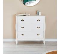 IDIMEX Commode de Chambre Antoinette Style Baroque Rococo Inspiration Louis XV Design Moderne, Rangement avec 3 tiroirs, en pin Massif lasuré Blanc