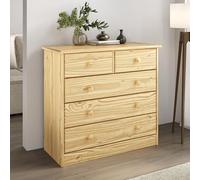 Commode RONDO 5 tiroirs pin massif vernis naturel