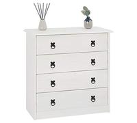 IDIMEX Commode RESIDENCIA 4 Grands tiroirs Buffet bahut vaisselier en Bois Style Mexicain, en pin Massif lasuré Blanc