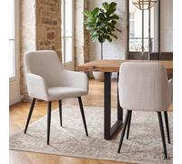 IDIMEX ESLA Lot de 2 chaises de salle à manger avec accoudoirs et housse en | 56 x 84 x 59 cm (l x H x P), assise rembourrée, housse en tissu, pieds en métal noir, moderne, salle à manger