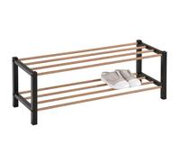 IDIMEX Étagère à Chaussures Waterford Rangement Porte-Chaussures avec 2 Niveaux, Pieds en métal laqué Noir et tablettes en décor Bois