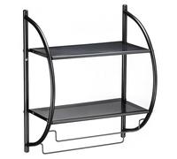 IDIMEX Etagère de Salle de Bain Murale Janine avec 2 tablettes et 2 tringles Portes-Serviettes, en métal Noir