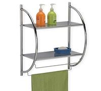 Etagère de salle de bain murale JANINE meuble de rangement à fixer avec 2 tablettes et 2 barreaux porte-serviettes