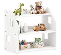 IDIMEX Étagère Enfant Yasmin Forme Maison 3 étages 65 x 60 x 41 cm Bois lasuré Blanc - idéale Chambre Rangement Montessori