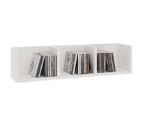 Etagère murale NELLO, meuble de rangement pour CD et DVD ou décoration avec 3 compartiments ouverts, en mélaminé blanc mat