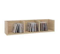 IDIMEX Etagère Murale NELLO, Meuble de Rangement pour CD et DVD ou décoration avec 3 Compartiments Ouverts, en mélaminé décor chêne Sonoma