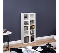 IDIMEX Etagères modulables Musique pour CD, DVD et Livres, Lot de 2 Meubles de Rangement en Colonne, 10 Compartiments, Design Moderne, Pratique, mélaminé Blanc Mat.