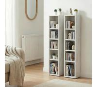 Etagères modulables MUSIQUE pour CD et DVD, lot de 2 meubles de rangement en colonne avec 10 compartiments, en mélaminé shabby chic