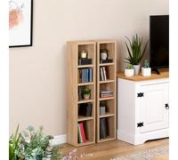 IDIMEX Etagères modulables Musique pour CD et DVD, Lot de 2 Meubles de Rangement en Colonne avec 10 Compartiments, en mélaminé décor chêne Sonoma