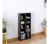 IDIMEX Etagères modulables Musique pour CD et DVD, Lot de 2 Meubles de Rangement en Colonne avec 10 Compartiments, en mélaminé décor béton foncé