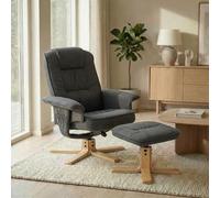 IDIMEX Fauteuil de Relaxation Charly avec Repose-Pieds Pouf, siège pivotant et Dossier inclinable, Assise rembourrée Confortable et Relax, revêtement en Tissu Gris Anthracite