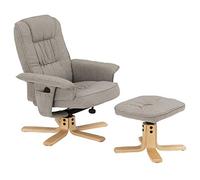 Fauteuil de relaxation CHARLY avec repose-pieds pouf siège pivotant dossier inclinable assise rembourrée relax, en tissu gris