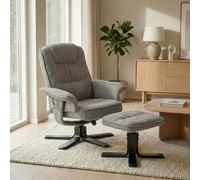IDIMEX Fauteuil de Relaxation Charly avec Repose-Pieds Pouf, siège pivotant et Dossier inclinable, Assise rembourrée Confortable et Relax, revêtement en Tissu Gris/Noir