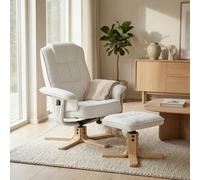 IDIMEX Fauteuil de Relaxation Charly avec Repose-piedspouf, siège pivotant et Dossier inclinable, Assise rembourrée confortableet Relax, revêtement en Tissu Blanc