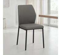 IDIMEX GINOVA Lot de 4 chaises de cuisine rembourrées avec housse en cuir synthétique, pieds stables en métal revêtu par pulvérisation pour salle à manger et cuisine Gris