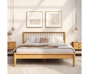 IDIMEX Lit 140 x 190 avec sommier APOANA en Bois Massif Coloris chêne, Cadre Robuste avec tête de lit à barreaux, lit Adulte Double pour Chambre Confortable et Moderne, Structure Stable
