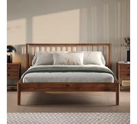 Idimex Lit APOANA 140x200 en bois massif avec sommier, cadre robuste, tête à barreaux – châtaignier