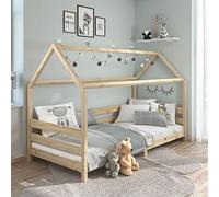 IDIMEX Lit cabane FINA lit Simple pour Enfant Montessori 90 x 190 cm, avec barrières de Protection sur 3 côtés, en pin Massif à la Finition Naturelle