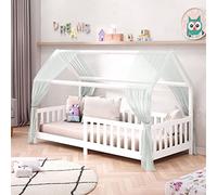 IDIMEX Lit cabane Nina lit Enfant Simple Montessori en Bois 90 x 190 cm, en pin Massif lasuré Blanc
