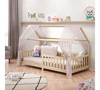Lit cabane NINA lit enfant simple montessori en bois 90 x 200 cm, en pin massif finition naturelle