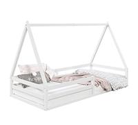 IDIMEX Lit cabane SILA 90x190 cm, lit Simple Enfant 1 Place Type Montessori, en pin Massif Blanc
