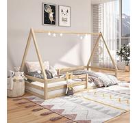 IDIMEX Lit cabane SILA 90x200 cm, lit Simple Enfant 1 Place Type Montessori, en pin Massif Finition Naturelle