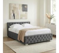 IDIMEX Lit Coffre 160x200 NURI avec sommier, rembourré - Gris foncé | 167 × 79 × 216 cm (L × H × P), Queen size, Revêtement en velours, Tête de lit capitonnée