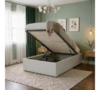 IDIMEX Lit Coffre Bliss 90x190 Rembourré en Tissu Gris, Lit Simple avec Sommier Coffre pour Un Rangement Optimal, Idéal pour Chambre d'enfant ou d'Ado, Design Épuré, Structure en Bois et Métal