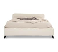 IDIMEX Lit Double Ravello 140x190 cm, Revêtement en Tissu, Lit Style Moderne pour 2 Personnes, Cadre de lit en Bois avec sommier Inclus, Blanc crème