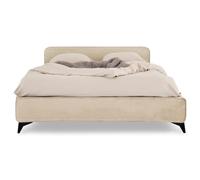 IDIMEX Lit Double Ravello 140x190 cm, Revêtement en Tissu, Lit Style Moderne pour 2 Personnes, Cadre de lit en Bois avec sommier Inclus, Beige