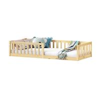 IDIMEX Lit Enfant Gustavo lit au Sol 90x200 cm d'inspiration Montessori, avec barrières de Protection, en pin Massif Finition Naturelle