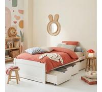 IDIMEX Lit Fonctionnel MIA avec rangements 3 tiroirs 90 x 190 cm, en pin Massif lasuré Blanc