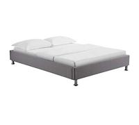 IDIMEX Lit futon Double pour Adulte Nizza Couchage 140 x 190 cm 2 Places / 2 Personnes, avec sommier et Pieds en métal chromé, revêtement en Tissu Gris
