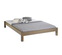 IDIMEX Lit futon Double pour Adulte Taifun 140 x 190 cm, 2 Personnes, 2 Places, pin Massif lasuré Taupe