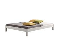 Idimex Lit futon double pour adulte Taifun 140 x 200 cm pin massif lasuré blanc 2 personnes