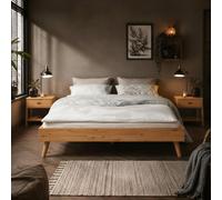 IDIMEX Lit futon Karri en Bois Massif, Robuste idéal pour futon ou Matelas avec Barre Centrale et 4 Pieds Coniques de Soutien