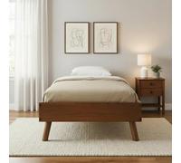 IDIMEX Lit futon Karri Simple, 90 x 200 cm, 1 Place, en Bois Massif Coloris châtaignier, Robuste idéal pour futon ou Matelas 90 x 200 cm avec Barre Centrale et 4 Pieds Coniques de Soutien