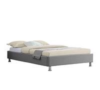Lit futon simple pour adulte NIZZA 120x190 cm 1 place et demi / 1 personne, avec sommier et pieds en métal chromé, tissu gris