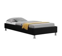 IDIMEX Lit futon Simple pour Adulte ou Enfant Nizza Couchage 90 x 190 cm 1 Place / 1 Personne, avec sommier et Pieds en métal chromé, revêtement en Tissu Noir