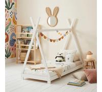 Lit montessori tipi ELIN, 90 x 190 cm lit cabane enfant en pin massif lasuré blanc